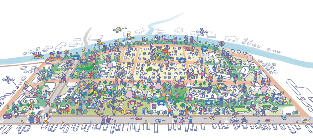 群馬県前橋市の住宅団地を拠点に官・民・学と地域が一体となってまちづくりを考えていく。